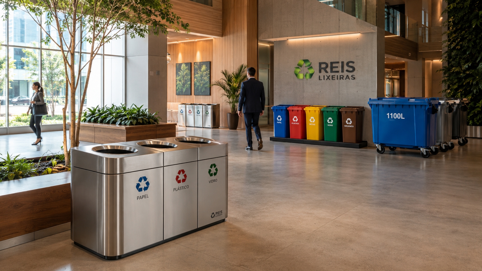 Lixeiras plásticas industriais coloridas da Reis Lixeiras para coleta seletiva