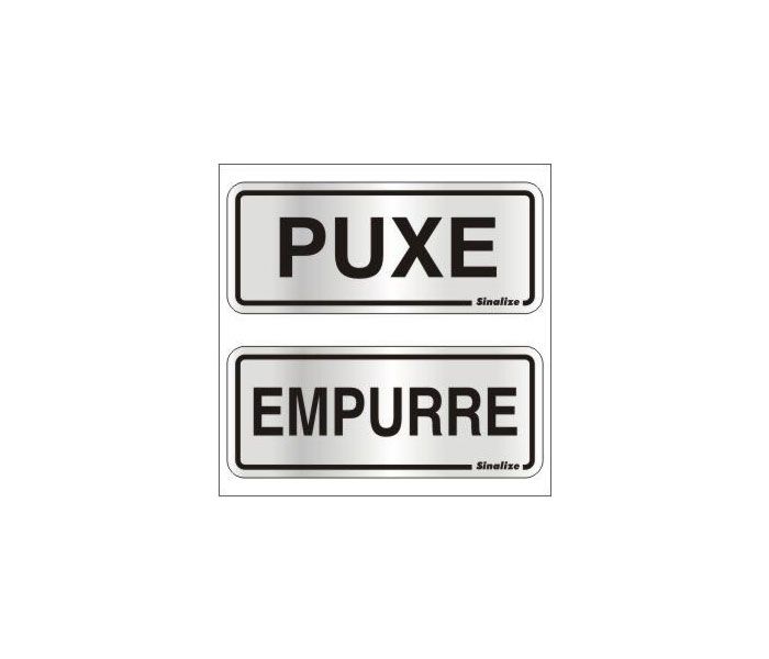 Placa de Sinalização Alumínio PUXE E EMPURRE – 15 X 15 cm