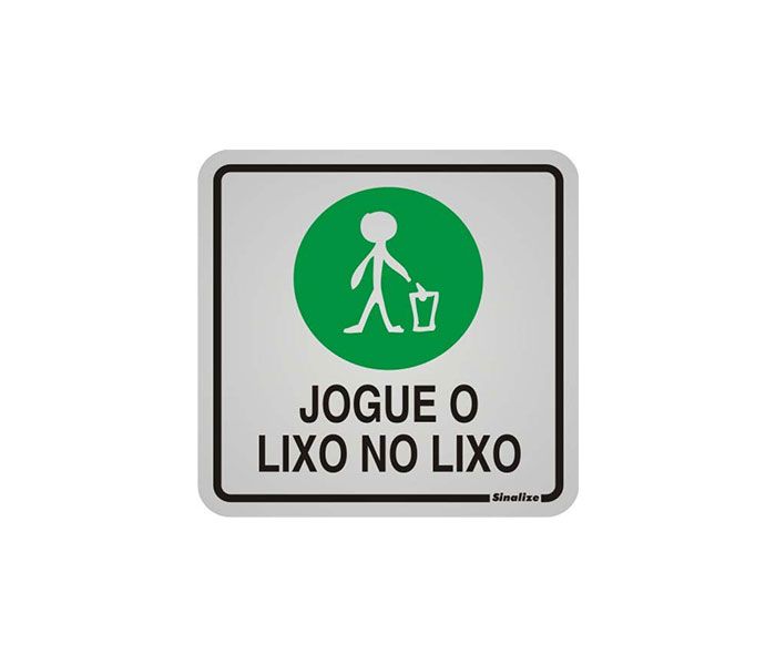 Placa Sinalizadora Alumínio 12 x 12 cm – JOGUE O LIXO NO LIXO