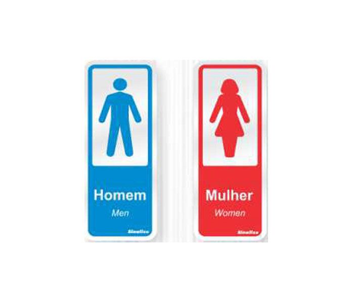 Placa Sinalizadora Alumínio 2 placas – 6 X 15 cm – Homem / Mulher