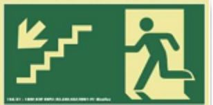 Placa Sinalizadora em Poliestireno Fotoluminescente 30 x 15 cm – SAÍDA DE EMERGÊNCIA Desça a esquerda