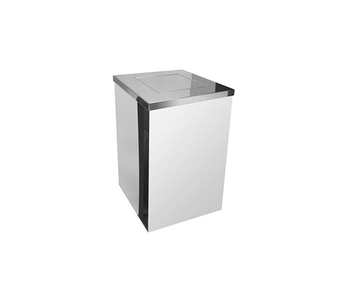 Lixeira Inox quadrada com tampa vai-vem 100 litros