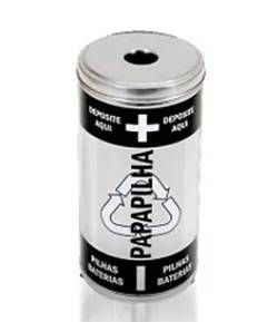 Coletor para descarte de pilhas e baterias em aço Inox