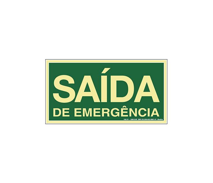 Placa Sinalizadora em Poliestireno Fotoluminescente 20 X 40 cm SAÍDA DE EMERGÊNCIA