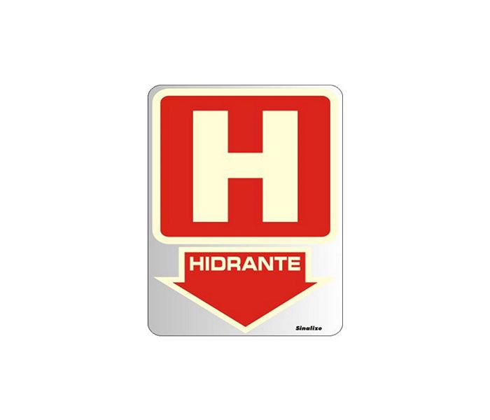 Placa de Sinalização Alumínio HIDRANTE – FOTOLUMINESCENTE – 16 X 23 cm