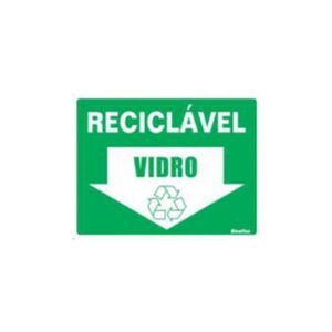 Placa Sinalizadora em Poliestireno 15 x 20 cm – RECICLAVEL VIDRO