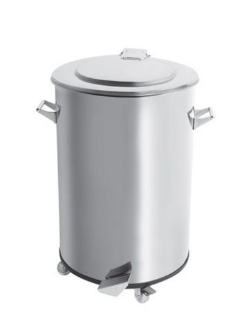 Lixeira Inox com Pedal, Balde Interno, Alça e rodízios 75 litros