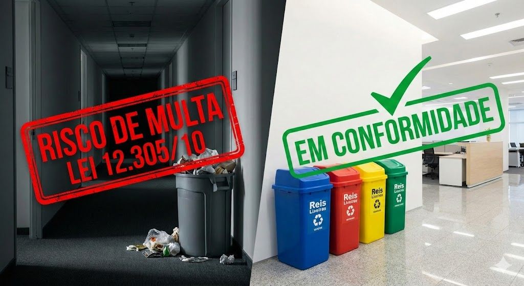 Comparativo risco de multa lixo misturado vs conformidade Reis Lixeiras